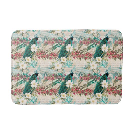 Peacock Floral Badmat (Voorkant)
