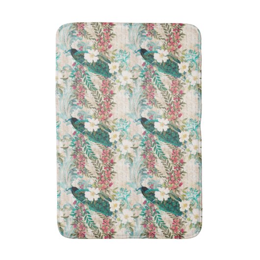 Peacock Floral Badmat (Voorkant Verticaal)