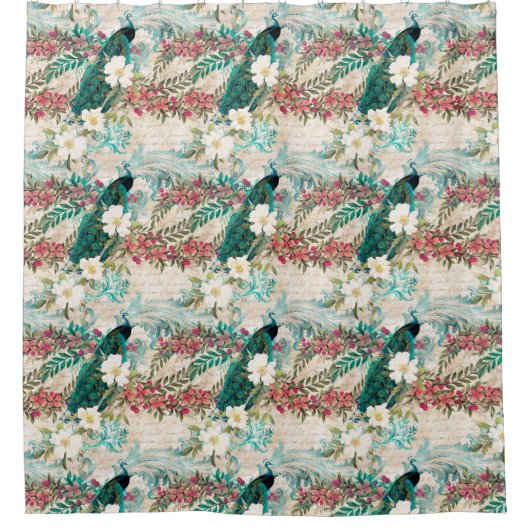 Peacock Floral Douchegordijn (Voorkant)