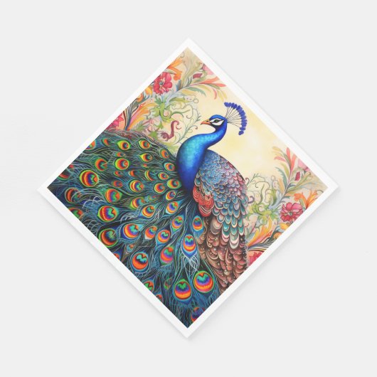 Peacock Floral Elegant  papier servetten (Hoek)