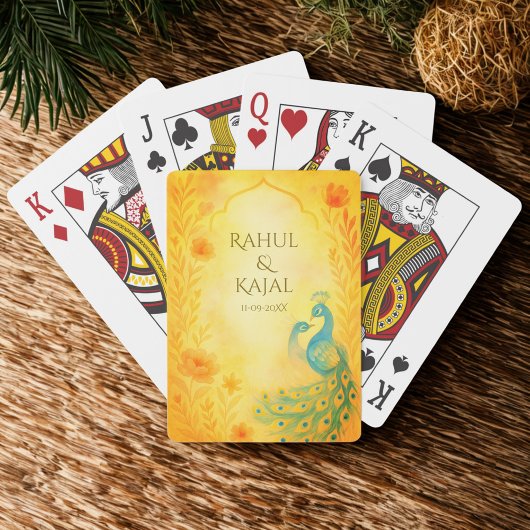 Peacock Floral Indiaanse bruiloft Pokerkaarten