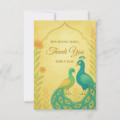 Peacock Floral Indian Wedding Dank je wel kaart (Voorkant)