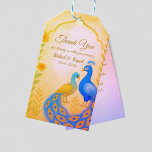 Peacock Floral Indian Wedding Dank je wel kaart Cadeaulabel<br><div class="desc">Druk uw oprechte dankbaarheid in ware koninklijke stijl uit met deze Peacock Floral Indian Wedding Thank You Card Gift Labels. Met een elegant paar pauwen omringd door delicate waterverf bloemen, deze labels perfect aanvulling op uw bruiloft briefpapier suite. Ideaal voor het binden aan retourgeschenken, huwelijksgunsten of zoete dozen, ze voegen...</div>