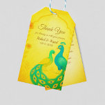 Peacock Floral Indian Wedding Dank je wel kaart Cadeaulabel<br><div class="desc">Druk uw oprechte dankbaarheid in ware koninklijke stijl uit met deze Peacock Floral Indian Wedding Thank You Card Gift Labels. Met een elegant paar pauwen omringd door delicate waterverf bloemen, deze labels perfect aanvulling op uw bruiloft briefpapier suite. Ideaal voor het binden aan retourgeschenken, huwelijksgunsten of zoete dozen, ze voegen...</div>