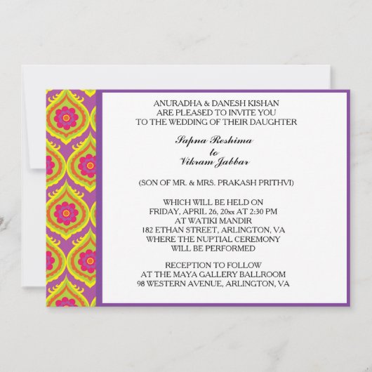 Peacock Floral Invitation Kaart (Voorkant)