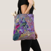 Peacock floral lace diamond elegant paars blauwgro tote bag (Dichtbij)
