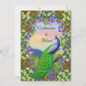 Peacock Floral Paradise Wedding Invitation Kaart (Voorkant)