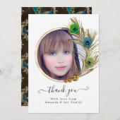 Peacock Floral Quinceañera Bedankkaart (Voorkant / Achterkant)
