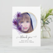  Peacock Floral Quinceañera Foto Bedankkaart (Staand voorkant)