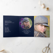  Peacock Floral Quinceañera Foto van Tri-Fold Drieluik Uitnodiging (Binnen)