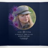  Peacock Floral Quinceañera Foto van Tri-Fold Drieluik Uitnodiging (Binnenkant midden)