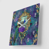 Peacock floral Victoriaans vether elegant Vierkante Klok (Hoek)