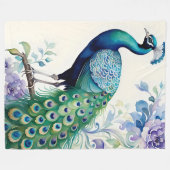 Peacock floral waterverf fleece deken (Voorkant (Horizontaal))