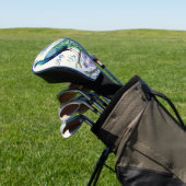 Peacock floral waterverf golfheadcover (Insitu)