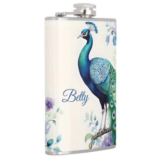 Peacock floral waterverf heupfles (Rechts)