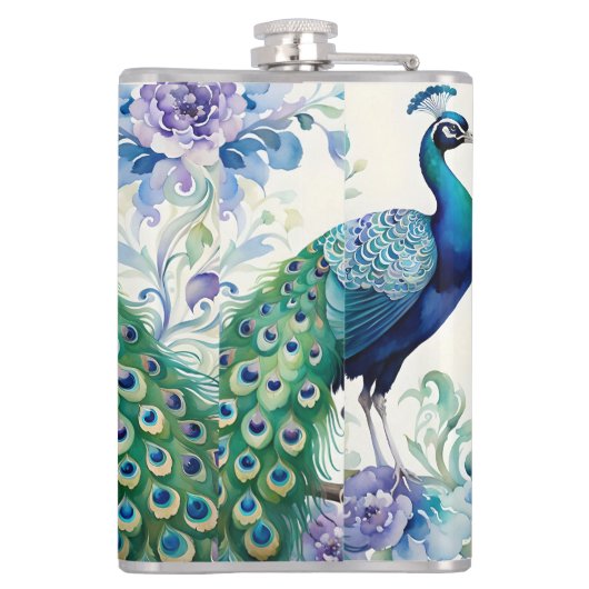 Peacock floral waterverf heupfles (Achterkant)