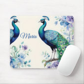 Peacock floral waterverf muismat (Met muis)