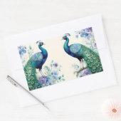 Peacock floral waterverf rechthoekige sticker (Envelop)