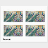 Peacock floral waterverf rechthoekige sticker (Vel)