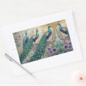 Peacock floral waterverf rechthoekige sticker (Envelop)