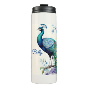 Peacock floral waterverf thermosbeker
