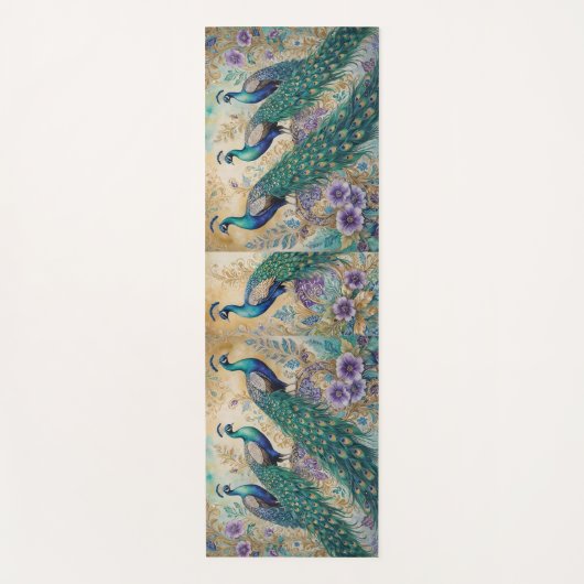 Peacock floral waterverf yogamat (Voorkant)