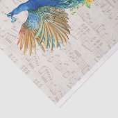 Peacock Florals op Bladmuziek Tissuepapier (Detail)