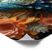 Peacock Flower Garden Paper cut Design Art Poster (Hoek)