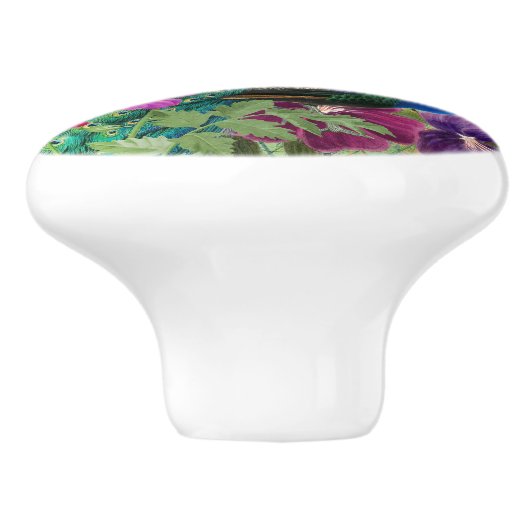 Peacock Flowers and Music Keramische Knop (Zijkant)