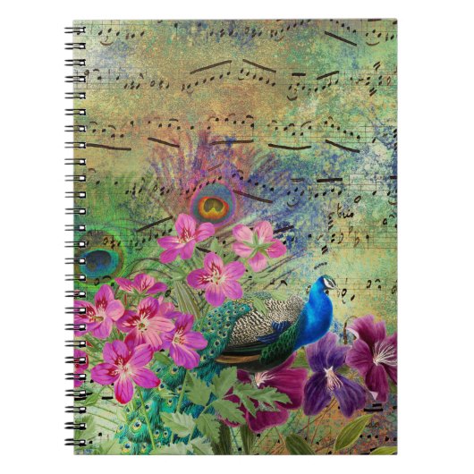 Peacock Flowers and Music Notitieboek (Voorkant)