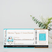 Peacock / Flowers Boarding Pass Weduwen Uitnodigin Kaart (Staand voorkant)