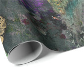 Peacock, Flowers en Gold Lijst Cadeaupapier (Rol Hoek)