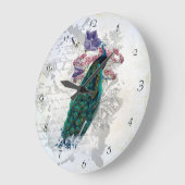 Peacock Flowers Grafisch Kunst Kleurrijk Grote Klok (Hoek)