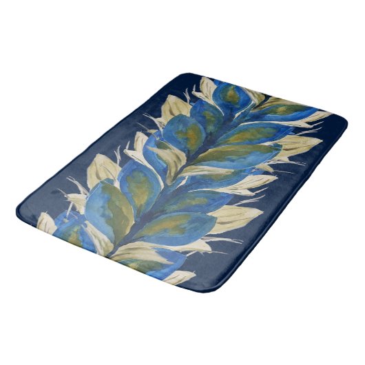 Peacock Flowers Waterverf Handbeschilderd Badmat (Gekanteld)