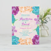 Peacock Flowers Weddenschap Kaart (Staand voorkant)