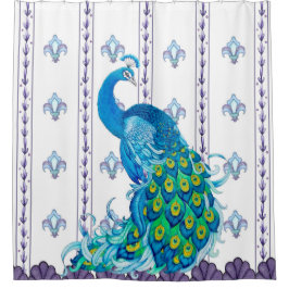 Peacock Fluer-de-Lis Shower Curtain Douchegordijn