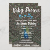 PEACOCK FOTO BABY BOY SHOWER INVITATION KAART (Voorkant / Achterkant)