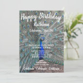 PEACOCK FOTO BIRTHDAY CELEBRATION INVITATION KAART (Staand voorkant)