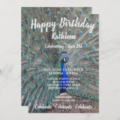 PEACOCK FOTO BIRTHDAY CELEBRATION INVITATION KAART (Voorkant / Achterkant)