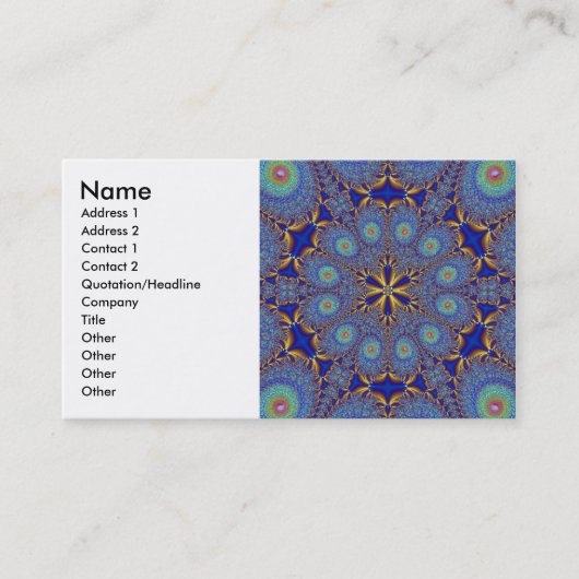 Peacock Fractal Profile Card Visitekaartje (Voorkant)