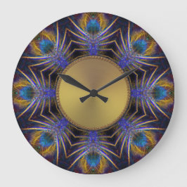 Peacock Fractal Web Feathers Wall klok