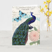  Peacock Frans Ephemera Collage Verjaardag Kaart (Gele Bloem)
