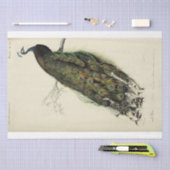 Peacock Franse script Ephemera Decoupage Tissuepapier (Craft)