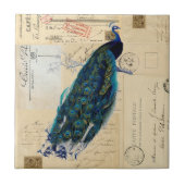 Peacock French Briefkaarten Tile or Trivet Tegeltje (Voorkant)