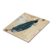 Peacock French Briefkaarten Tile or Trivet Tegeltje (Zijkant)