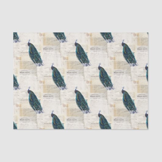 Peacock French Ephemera Tissue Paper Tissuepapier (Voorkant)