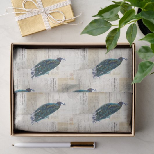 Peacock French Ephemera Tissue Paper Tissuepapier (Geschenk)