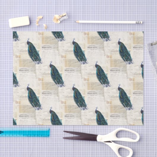 Peacock French Ephemera Tissue Paper Tissuepapier (Craft)
