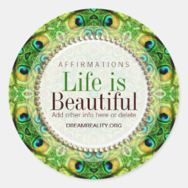 Peacock Fresh Green Geometry Custom Round Sticker