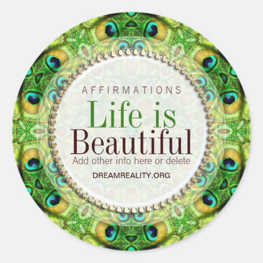 Peacock Fresh Green Geometry Custom Round Sticker (Voorkant)